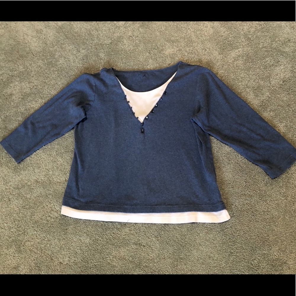3/4 sleeve layered look T-shirt
